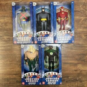 Mattel DC Justice League Figures 2003 Lot of 5 NIB Sealed Flash Batman Aquaman